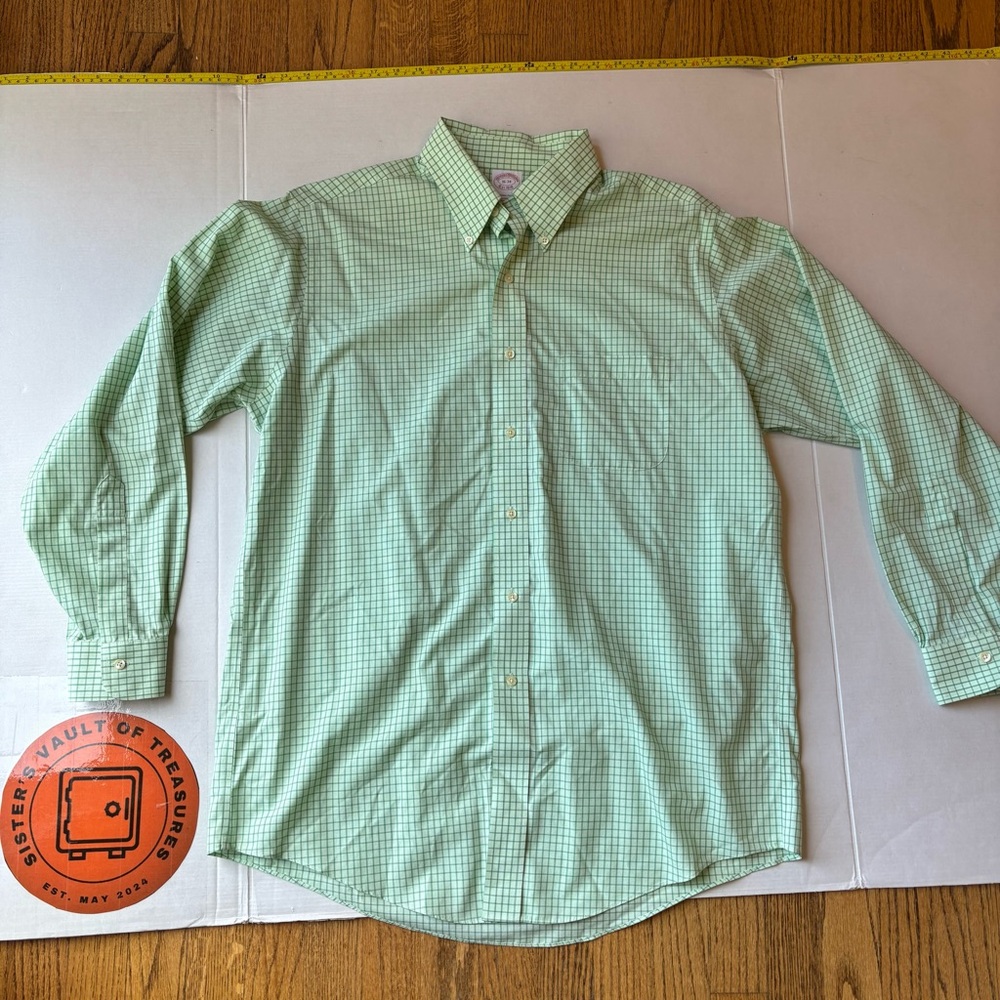 Brooks brothers original Oxford traditional fit Green gingham 16/34 checkered‎